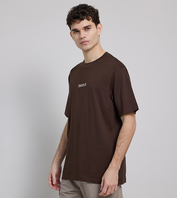 R&B Clothing - Brown Round Neck T-Shirts
