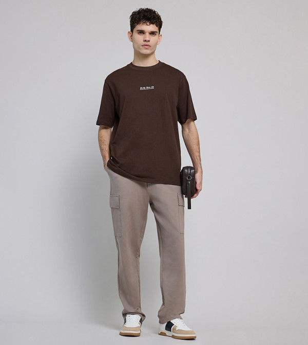 R&B  Clothing - Brown Round Neck T-Shirts