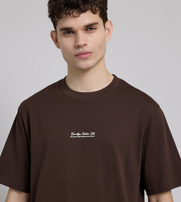R&B Clothing - Brown Round Neck T-Shirts