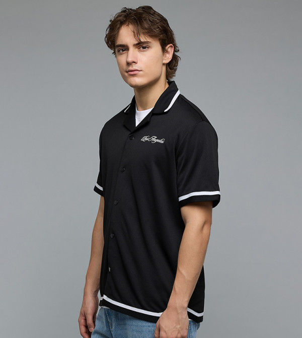 R&B Casual Shirts - Black Short Sleeves