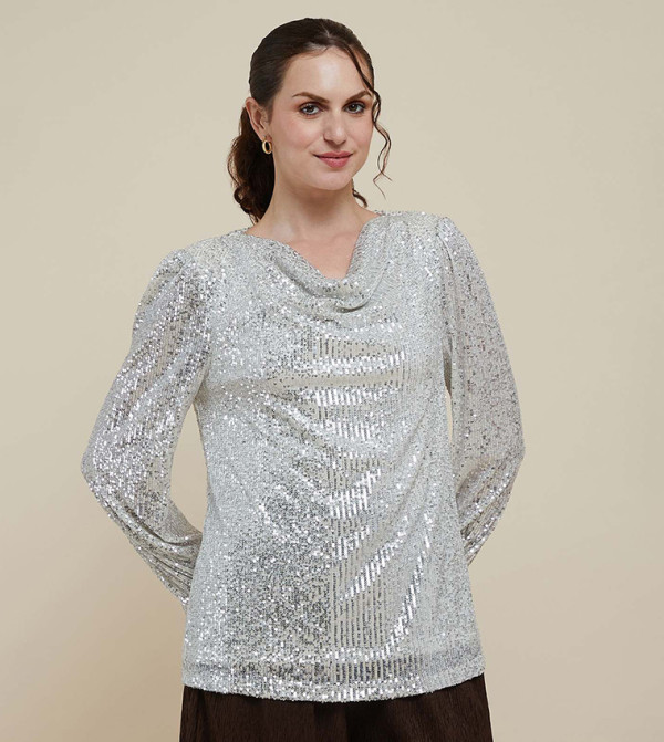 R&B  Clothing - Silver Casual Tops