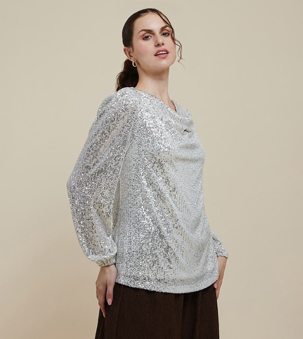 R&B  Clothing - Silver Casual Tops
