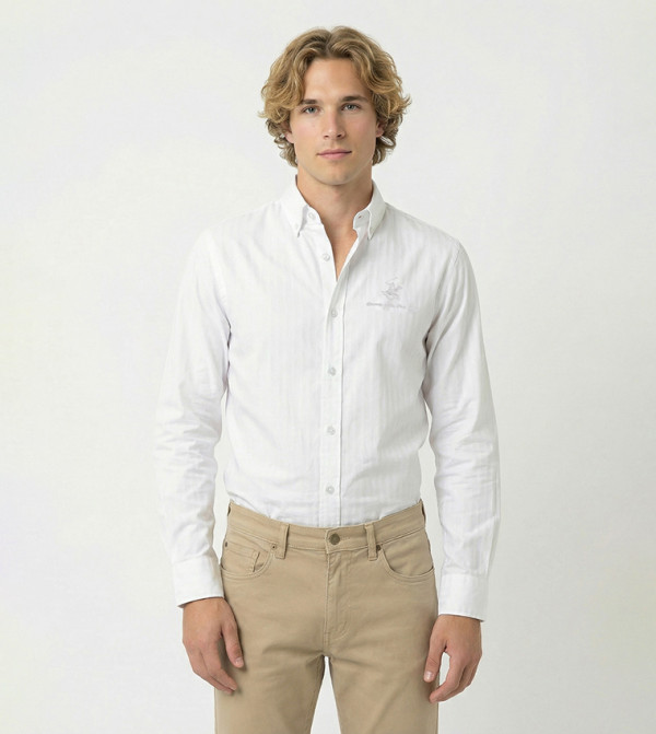 Beverly Hills Polo Club Shirts - White Long Sleeves