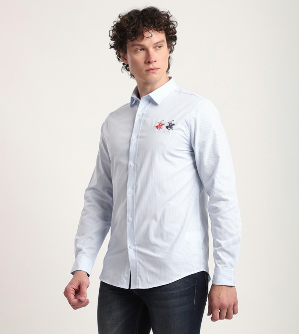 Beverly Hills Polo Club  Casual Shirts - Blue Long Sleeves