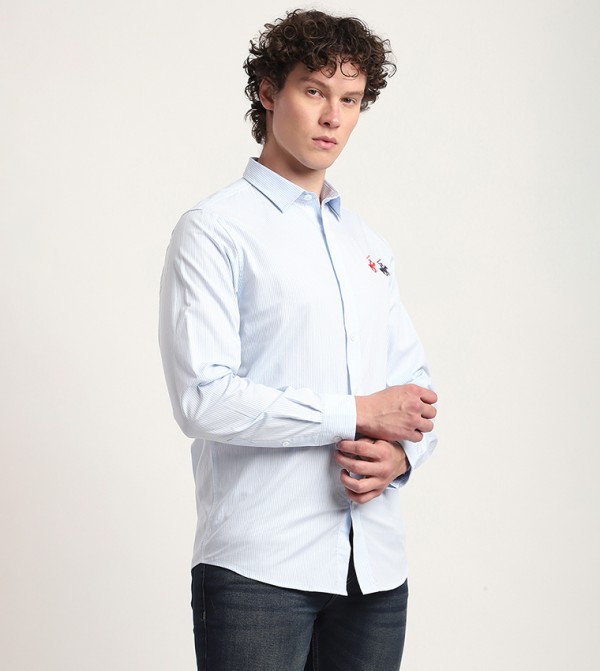 Beverly Hills Polo Club  Casual Shirts - Blue Long Sleeves