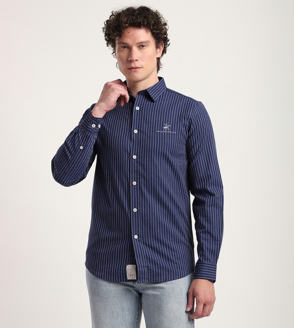 بيفرلي هيلز بولو كلوب قمصان - أزرق Long Sleeves