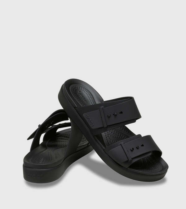 Crocs  Sandals - Black Flat Sandals