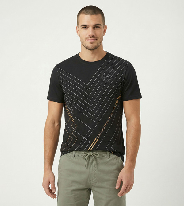 Beverly Hills Polo Club  T-Shirts - Black Round Neck T-Shirts