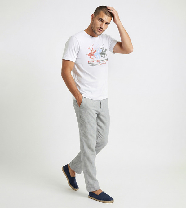 بيفرلي هيلز بولو كلوب ﺮﺟﺎﻟ - أبيض Round Neck T-Shirts