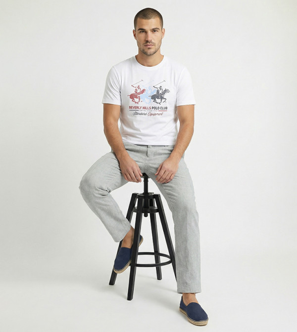 بيفرلي هيلز بولو كلوب ﺮﺟﺎﻟ - أبيض Round Neck T-Shirts