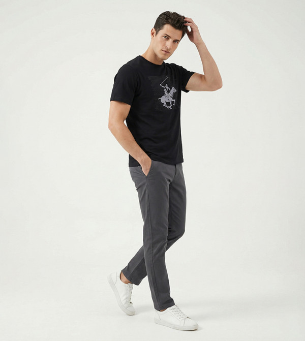 Beverly Hills Polo Club  T-Shirts - Black Round Neck T-Shirts