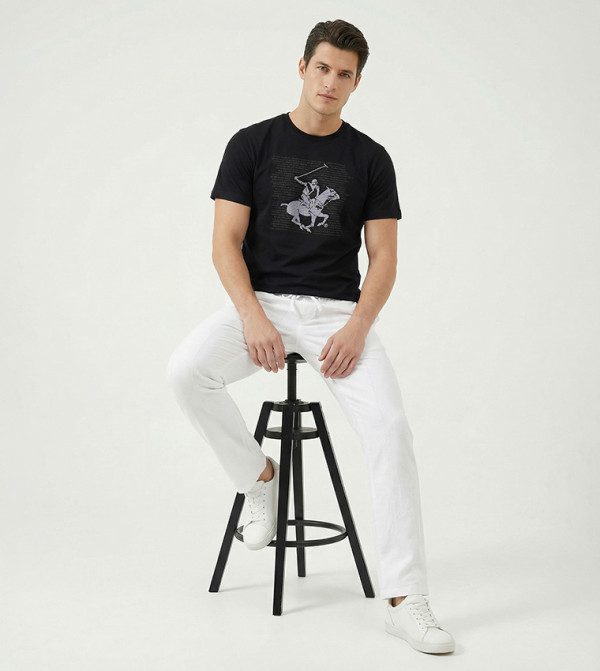 Beverly Hills Polo Club  T-Shirts - Black Round Neck T-Shirts