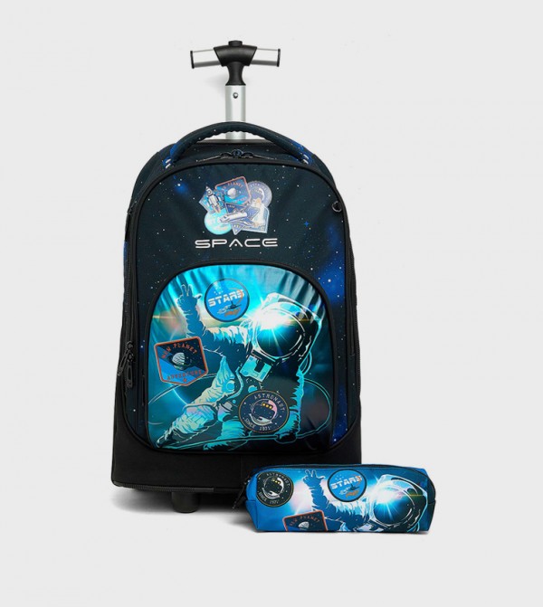 R&B - Black Trolley Backpack Set