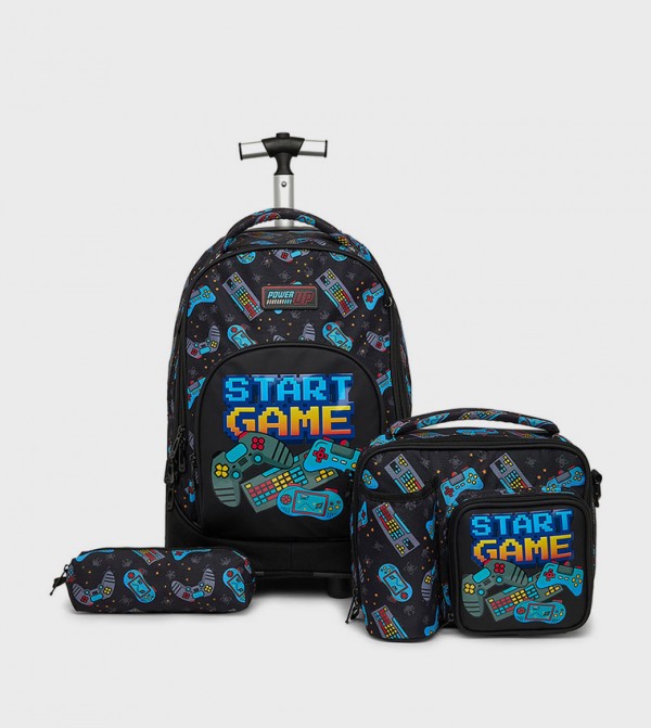 أر آند بي حقائب مدرسية - أسود طقم حقائب ظهر بعجلات