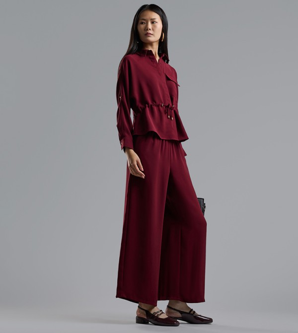 R&B R&B - Burgundy Casual Pants