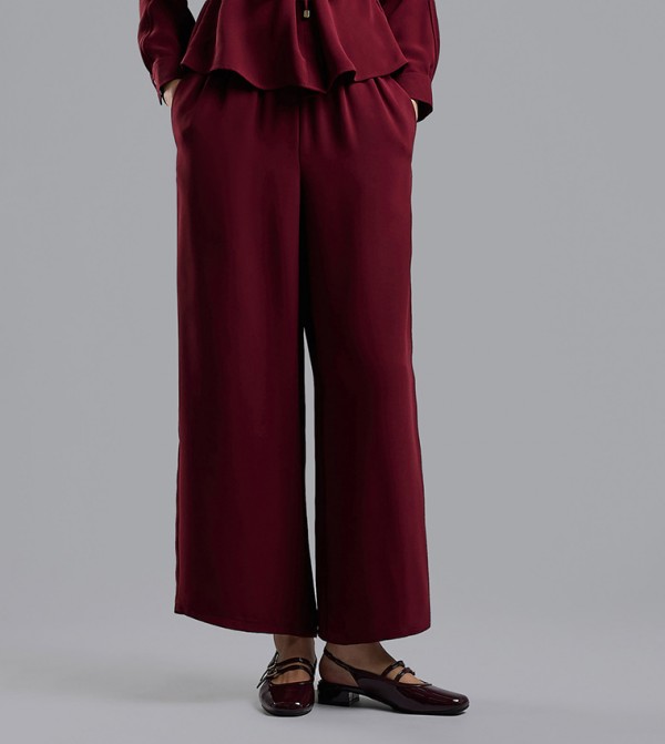 R&B R&B - Burgundy Casual Pants