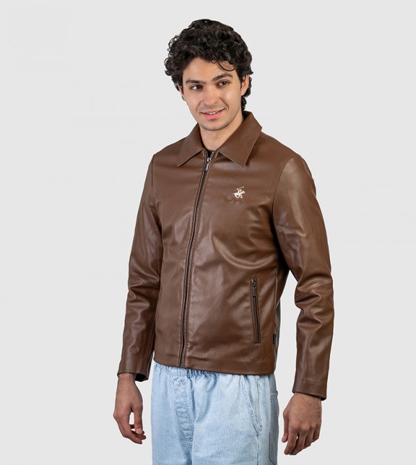Beverly Hills Polo Club  Clothing - Dark Brown Casual Jackets