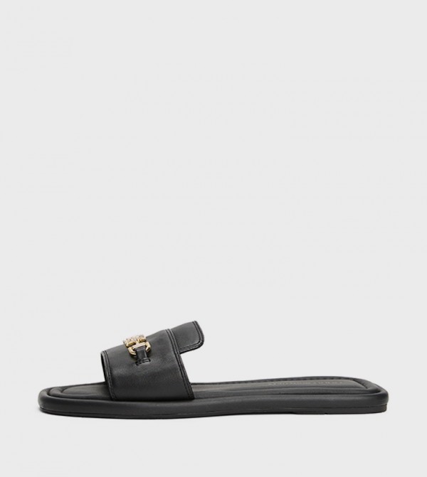 Tommy Hilfiger  - Black Flat Sandals