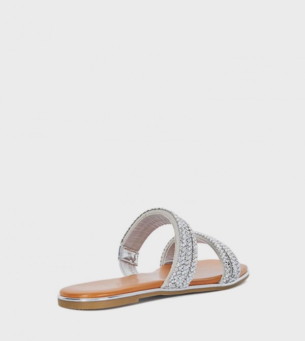 Dune London  Sandals - Silver Flat Sandals