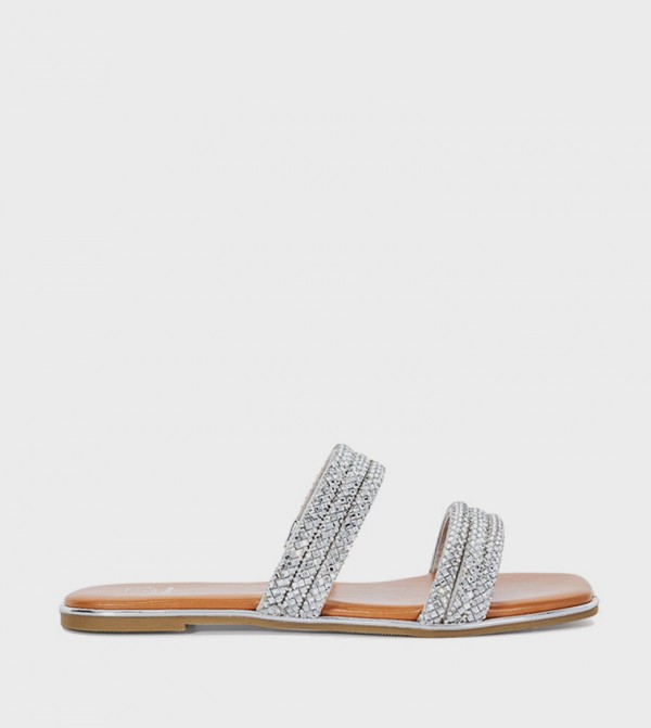 Dune London  Sandals - Silver Flat Sandals