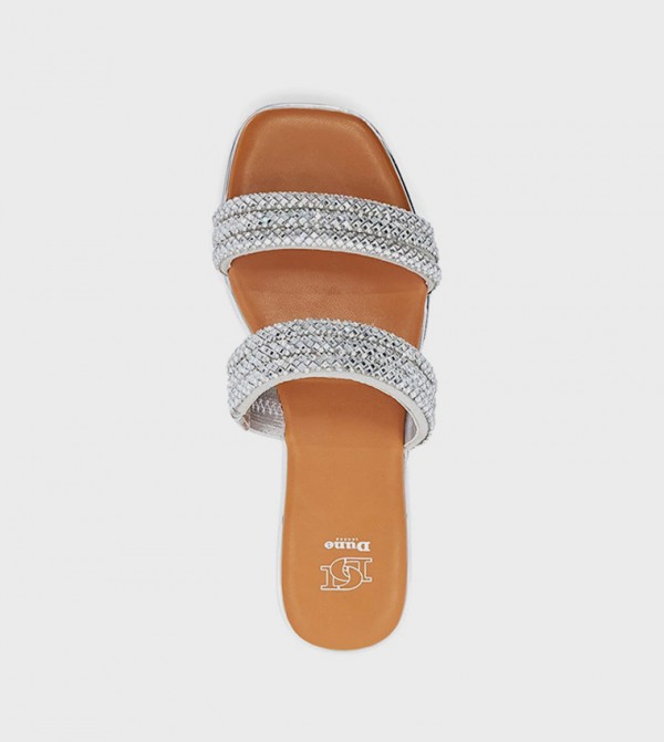Dune London  Sandals - Silver Flat Sandals
