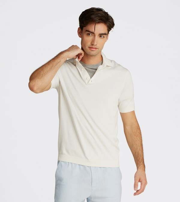 Tommy Hilfiger  Polo T-Shirts - Cream Polo T-shirts