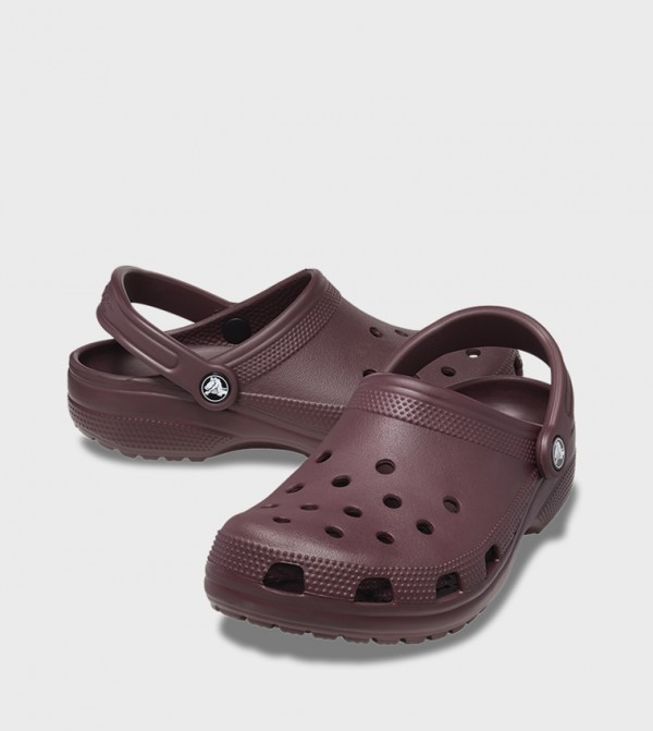 maroon and gold crocs