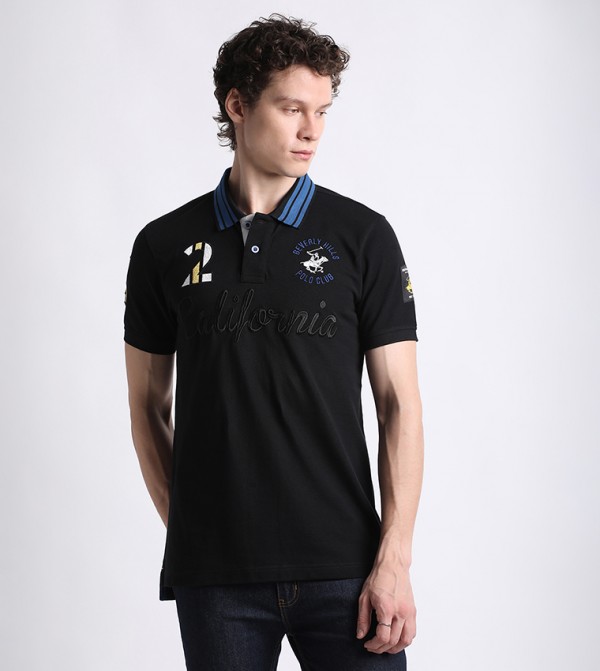 Beverly Hills Polo Club  T-Shirts - Black Polo T-shirts
