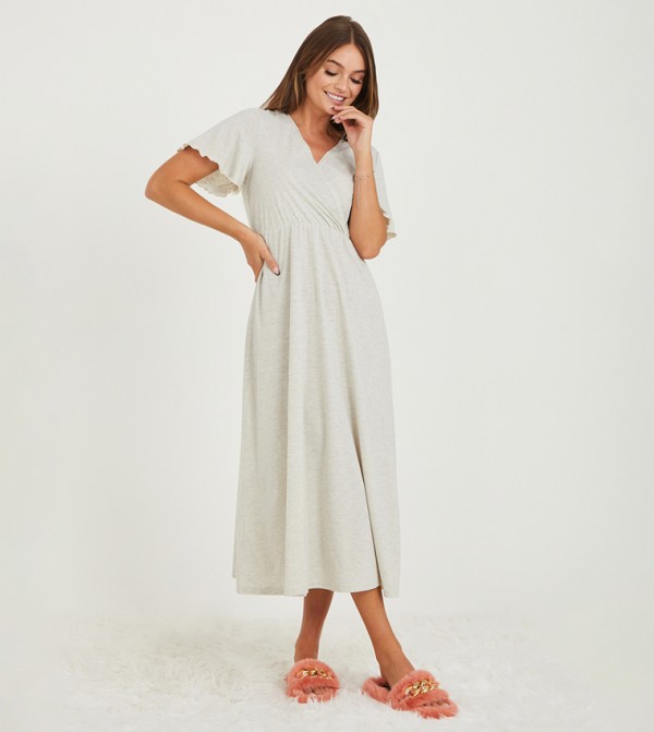 Styli  Sleepwears & Loungewears - Grey Night Dress & Gowns