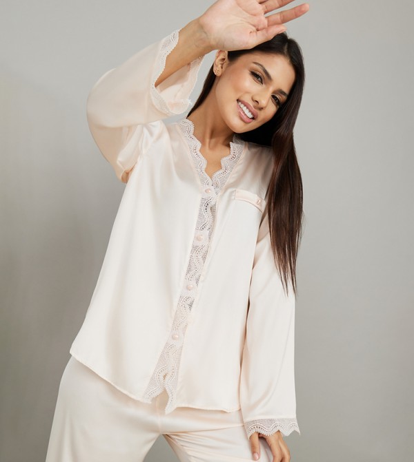 Styli  Clothing - Cream Pyjama Set