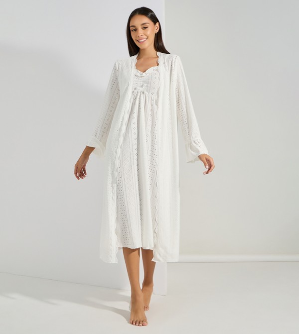 Styli  Sleepwears & Loungewears - White Night Robes & Kimonos
