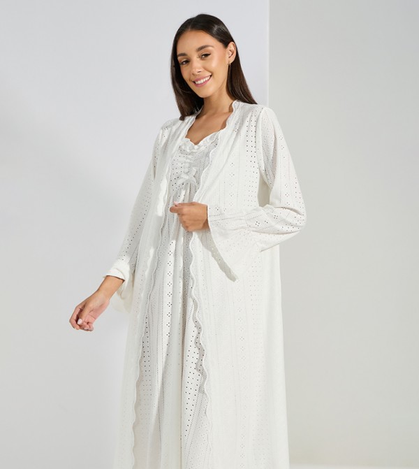 Styli  Sleepwears & Loungewears - White Night Robes & Kimonos