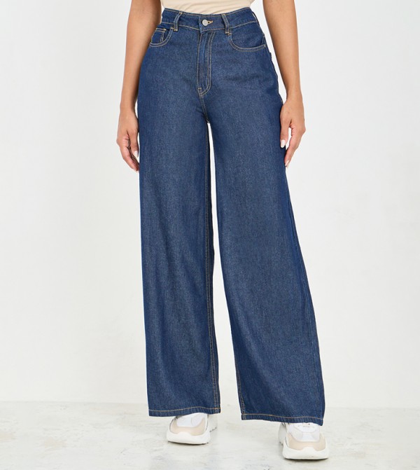 Styli  Jeans - Dark Blue Wide Leg Jeans