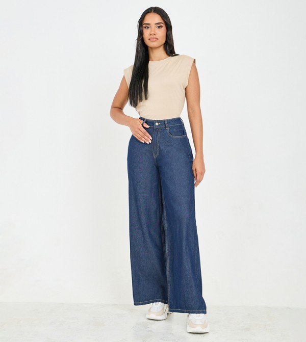 Styli  Jeans - Dark Blue Wide Leg Jeans