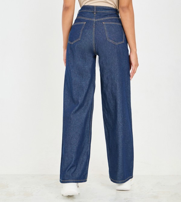 Styli  Jeans - Dark Blue Wide Leg Jeans