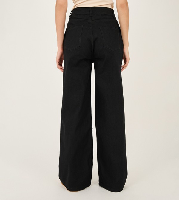 Styli  - Black Wide Leg Jeans