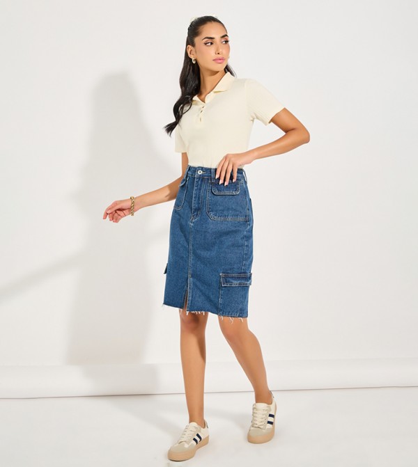 ستايلي ستايلي - أزرق Midi Skirts