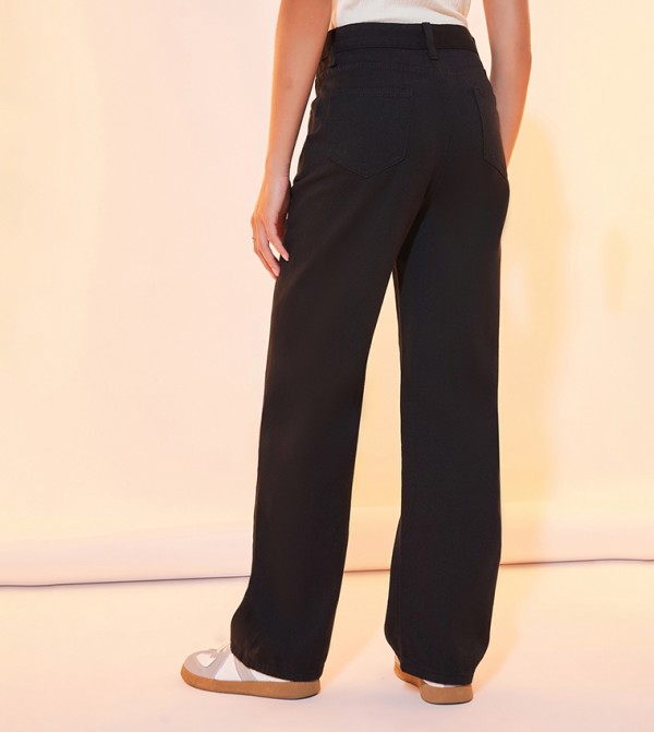 Styli  Jeans - Black Wide Leg Jeans