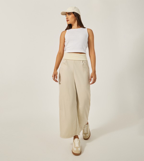 Styli  Pants & Leggings - Beige Casual Pants