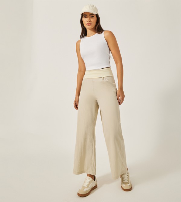 Styli  Pants & Leggings - Beige Casual Pants