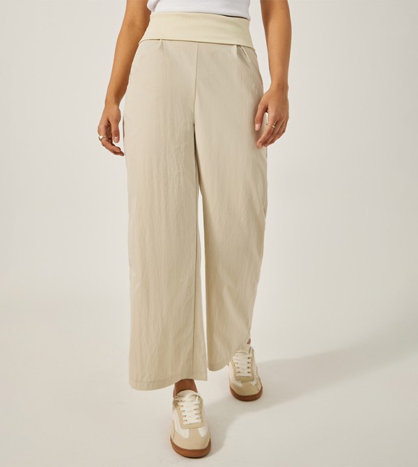 Styli  Pants & Leggings - Beige Casual Pants