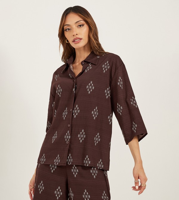 ستايلي  أطقم ملابس - بورغندي Co-Ord Set