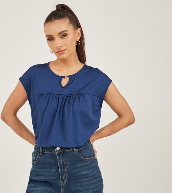 شين ياون شين ياون - NAVY BLUE Cropped Tops