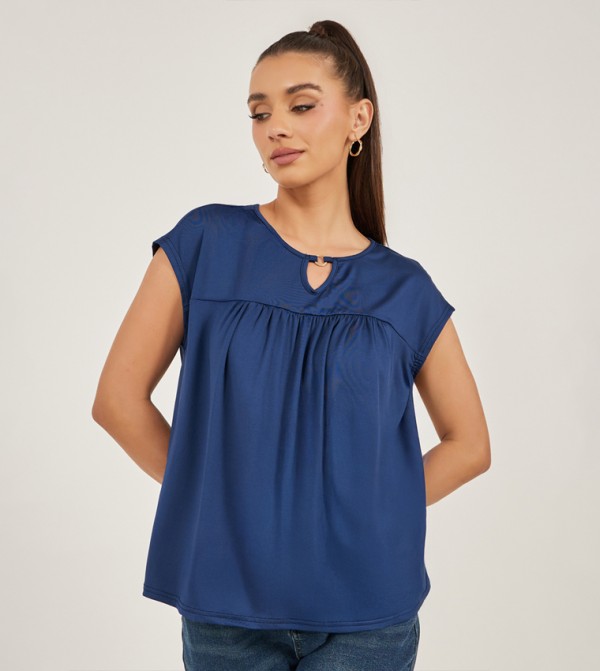 شين ياون شين ياون - NAVY BLUE Cropped Tops