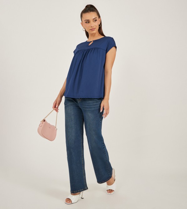 شين ياون شين ياون - NAVY BLUE Cropped Tops
