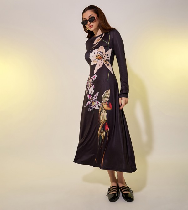 Styli  Dresses - Black Midi Dresses