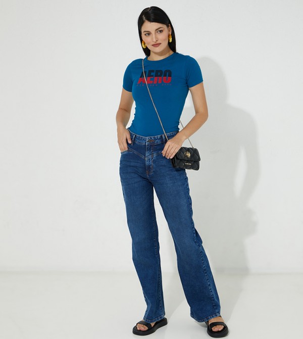 Aeropostale btu-logo-tees - Blue Casual T-Shirts