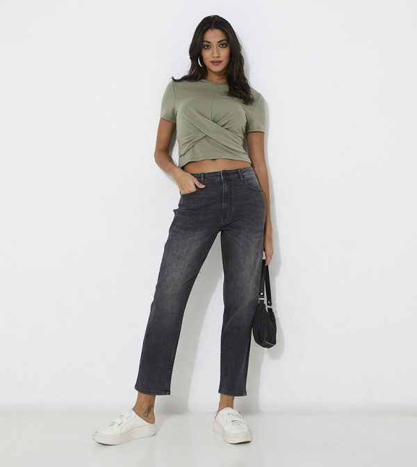 Aeropostale Aeropostale - Dark Grey Mom Jeans