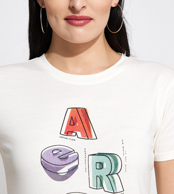  ايروبوستال  تيشيرتات  - أبيض تيشيرتات كاجوال