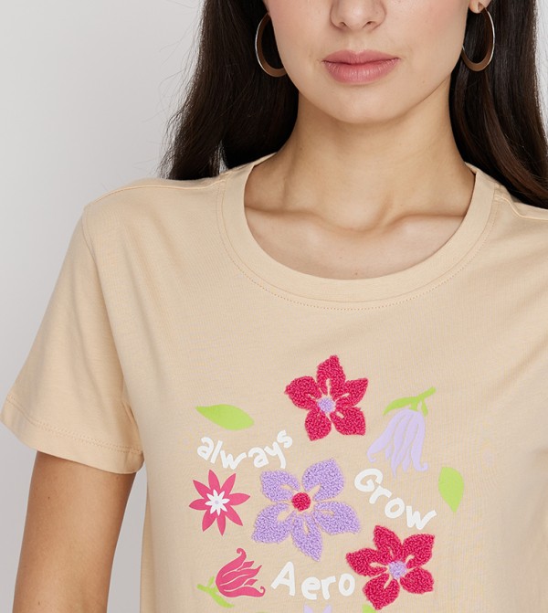 Aeropostale  Casual T-Shirts - Tan Casual T-Shirts